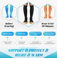 Copper Compression Socks Adult L Ankle Support V-Shape Gradient Mens 9.5-12 NEW