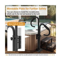 Two-Way Hot Tub Handrails, 38″-58″ Adjustable Height SPA Handrail w/360 Swive…