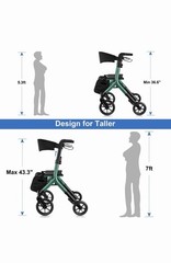 WALK MATE Rollator Walker 10″ Wheels Foldable Height Adjustable Cup Holder