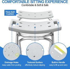 Folding Shower Chair Seat, 17.5″ Stainless Steel Small Shower Chair 400Lbs.