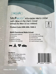 MedVance- Urinals for Men 1000ml with Glow in The Dark Spill Proof Pop Cap…
