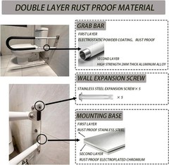 30 inches Toilet Grab bar Handicap Grab bar for Seniors Elderly and Disabled