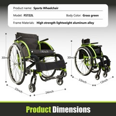 All Aluminum Foldable Lightweight Wheelchair, Adult Sport Wheelchair, 24″ Quick