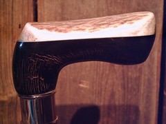 walking cane BUFFALO Horn handle lathe taper figured MAPLE shaft MADE IN THE USA