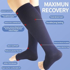 Open Toe Compression Socks for Women Men 15-20 Mmhg 4 Pairs Toeless Footless Soc