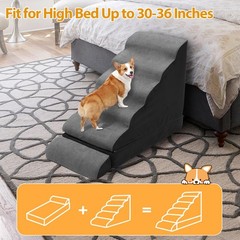 A.Fati Dog Stairs 30 Inches High For 30-36 Inch High Bed 6-Tier 3-In-1 Foam Pet