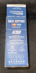 Copper Fit RAPID RELIEF Back Support Brace Hot/Cold Gel Pack One Size Fits Most