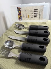 Stainless Steel Adaptive Utensils 5 Piece Set Easy Grip ADL Fork Knife Spoon