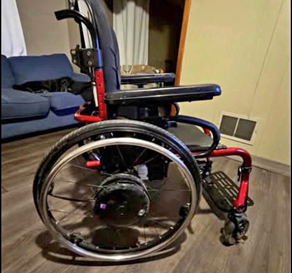 TiLite Manual Wheelchair 4-Wheel Red/Black w/ Armrests Footplate Hand Rims