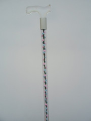 Walking cane acrylic pink and blue flowers lucite elegant designer changeable