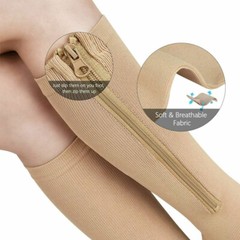 Zipper Pressure Compression Socks Pain Relief Calf Leg Foot Support Stocking US
