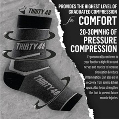 Thirty 48 Plantar Fasciitis Socks-Foot Compression Sleeves Black Large LEFT ONLY