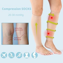 2x Unbranded Calf Compression Sleeves Leg Support Socks Shin Splint Varicose Vei