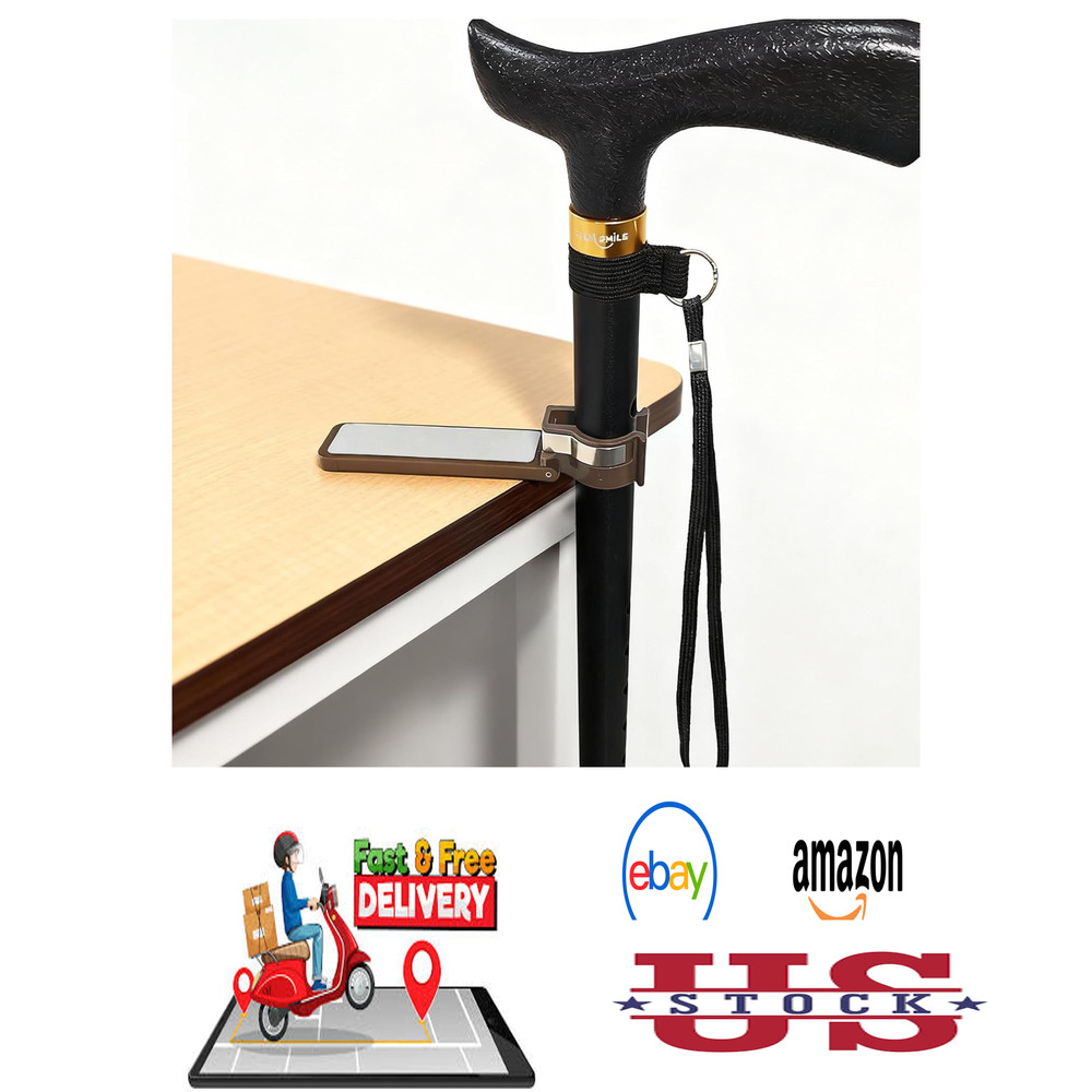 Walking Cane Holder Clip for Canes Crutches Wheelchairs Support for Seniors and