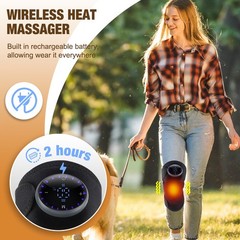 Cordless Knee Elbow Shoulder Massager with 5 Vibration Modes, 5 Heating Levels