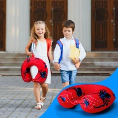 Gilprop 2 Pcs Spider Gaming Travel Pillow with Sleep Eye Mask, U Red, Black