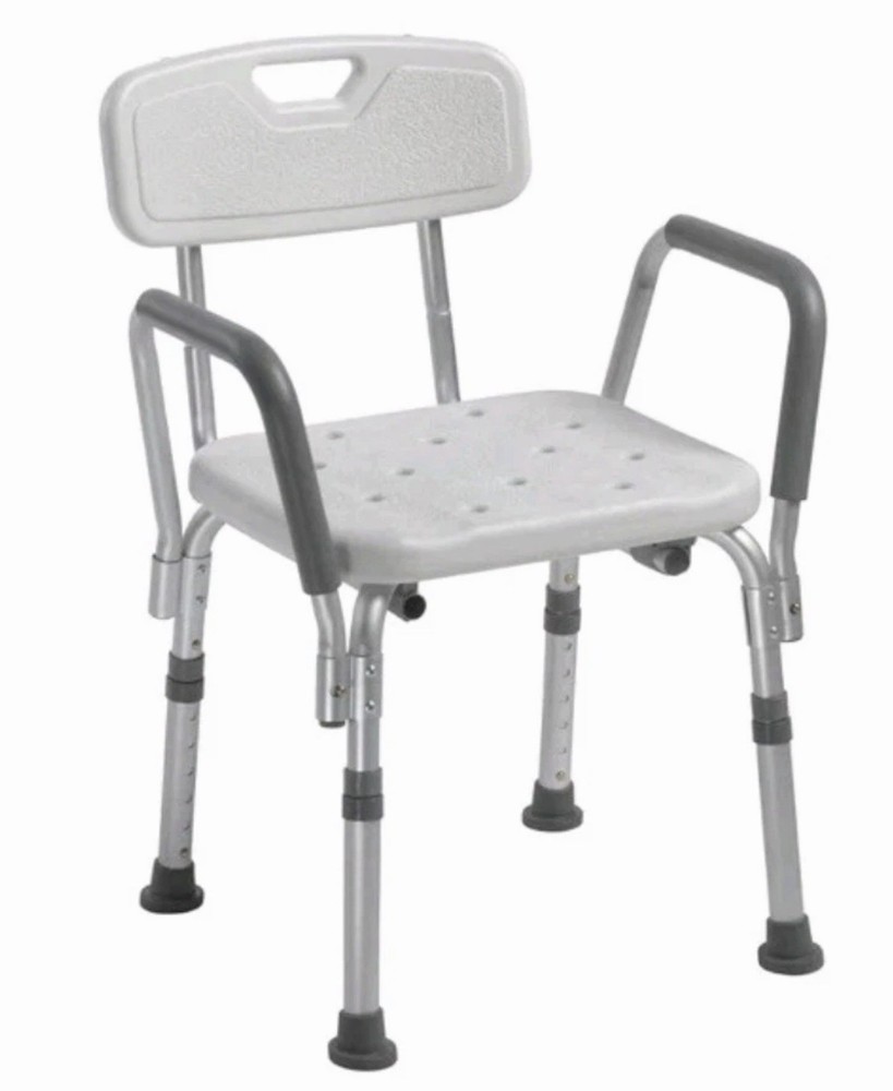 Drive 12445KD-1 Knockdown Bath Chair W/ Back and Removable Padded Arms New, Open