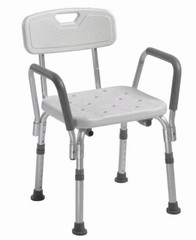 Drive 12445KD-1 Knockdown Bath Chair W/ Back and Removable Padded Arms New, Open