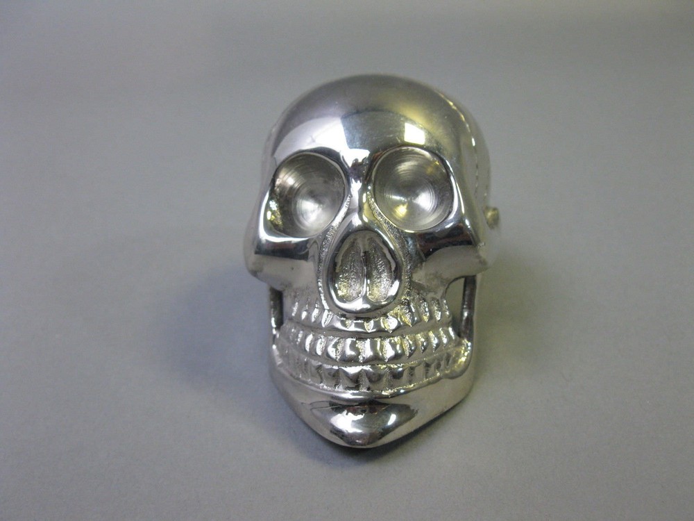 Brass Silver Finish Vintage Brass Skull Head Handle for Wooden Walking Cane gift