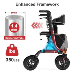 Aojin Rollator Walker for Seniors with Seat, Lightweight & Foldable, 8″ AllTe…