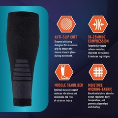 Calf Compression Sleeves for Men and Women – 1 Pair/Black/Large