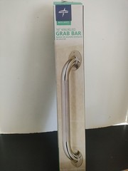 Medline 16″ Knurled Texture Grab Bar Stainless Bathroom Safety Handle Tub Wall