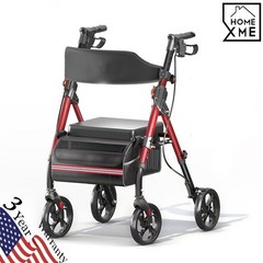 Foldable Rollator Walker 350 lb Capacity w/ 18″ Seat & 8″ Wheel Rolling Walker