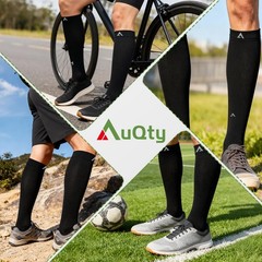 AuQty Medical Compression Socks 15-30 mmHg Large-X-Large, Black/Black/Black