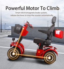 Heavy Duty 4-Wheel Mobility Scooter 31 Miles 3-Speed 500W 400lbs Capacity Red