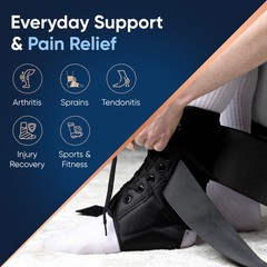 Copper Compression Ankle Brace – Adjustable Lace Up Small/Medium, Black