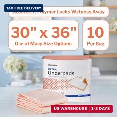 McKesson Underpads Disposable Bed Pads 30″ x 36″ [100 Count], Heavy Absorbency,
