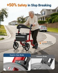 Rollator Walker for Seniors Safe Folding Adjustable Shock-Absorbing All Terrain