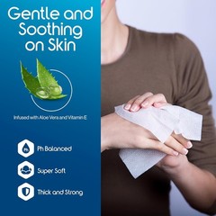 Disposable Hypoallergenic Wipes for Seniors – 50 Count Aloe Vera Cleansing