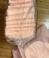 Sample Of 2 Small Vintage Peach Color Plastic Backed Adult Diapers 4 Tape Tabs