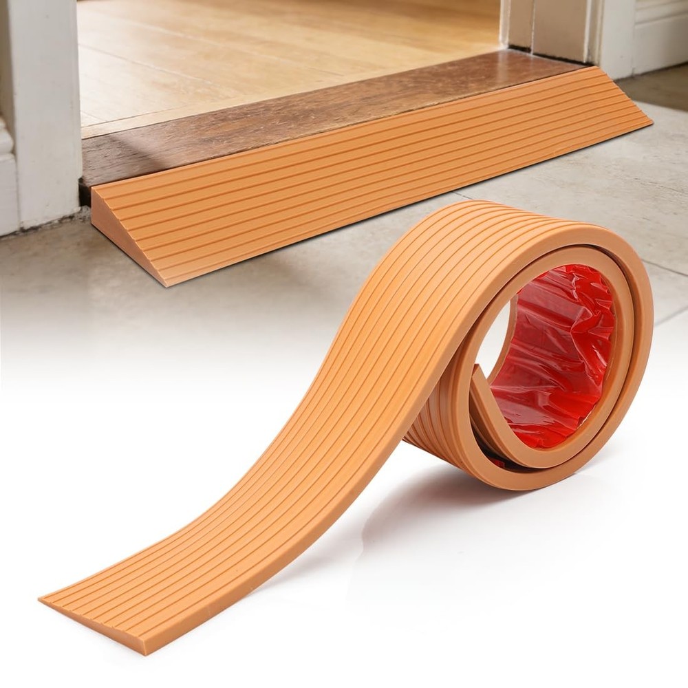 Threshold Ramps for Doorways, 39.37 X 3.15 X 0.39Inch Self-Adhesive Rubber Ra…
