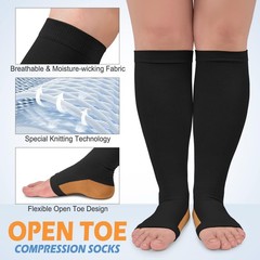 Lightweight 3-Pack Copper Compression Stockings – Open Toe for Active Lifestyles