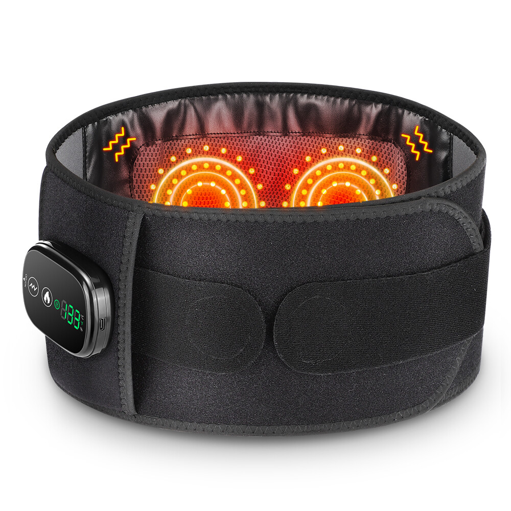 Cordless Heated Back Brace Massager Vibration Wrap Lumbar Support Belt Massage