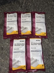 Stryker Sage 6 Cloths X 5 Packs 2% Chlorhexidine Gluconate Pre-op Prep Wipes NEW