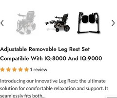 Brand New! ComfyGo Mobility IQ-9000/IQ-8000 (1349#) Adjustable LEG RESTS (PAIR)