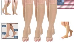 Nude Toeless Compression Socks – 3 Pairs, 15-20 mmHg Relief for Active Women