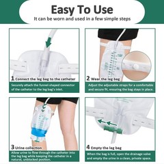 5 Pack 1000ml Leg Bag with 18″ Tubing, Adjustable Straps, Easy Drain, Anti-Re…