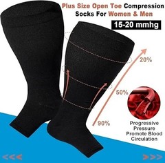1Pair 2XL-7XL Plus Size Compression Socks Open Toe Compression Women& Men