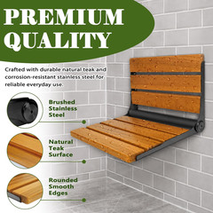 Folding Shower Seat Teak, Folding Shower Seat Wall Mounted, Foldable Shower Chai