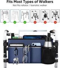 Large Walker Tote Bag Folding Walker Attachment Storage Basket Mobility Aid Acce