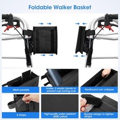 Elegant Foldable Walker Basket – 16.5” x 5.7” with Tipping Prevention Features