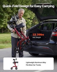 VEVOR Rollator Walker for Seniors Foldable Rolling Walker with PVC Solid Wheels
