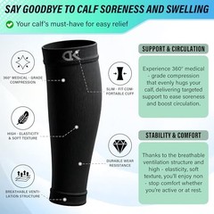 Calf Compression Sleeve for Women & Men Large-X-Large 04 Black/White/Grey