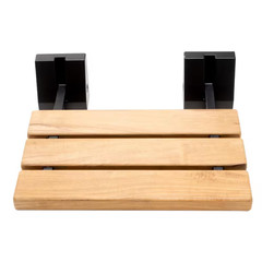 15.75 In. W X 4.25 In. D Wall-Mounted Shower Seat with Black Matte Joints in Nat