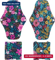 Bamboo Menstrual Pads Reusable Heavy Flow Pads with Wet Bag Cloth Pads for Women