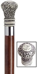 Simulated Scrimshaw Regency Bulb Knob w Bird Handle on Walnut Shaft Walking Cane